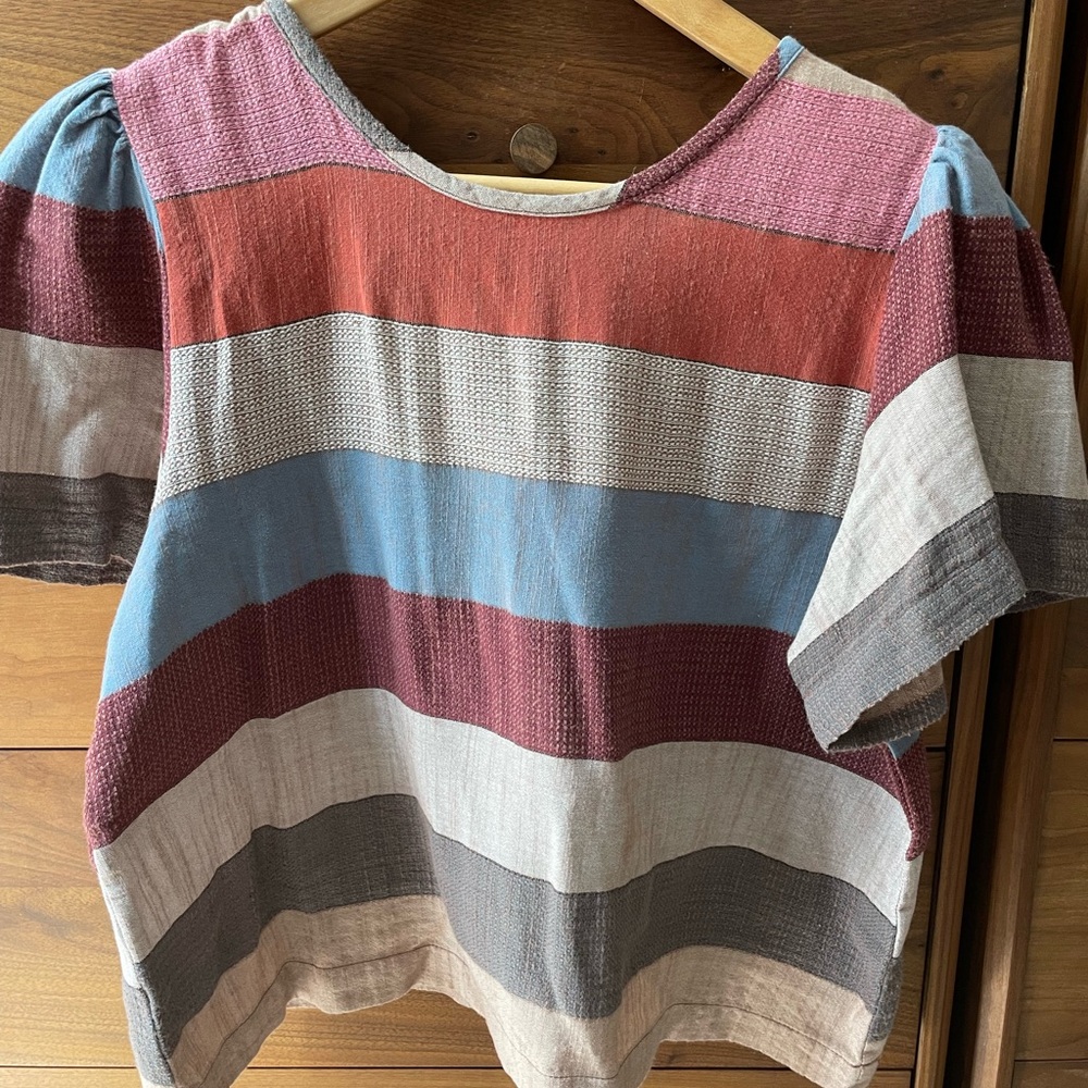 Ace&Jig puff sleeve cropped top - cute stripe colored